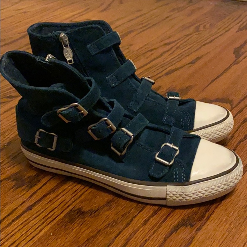 Ash Virgin Buckled Suede Sneakers, Petroleum
